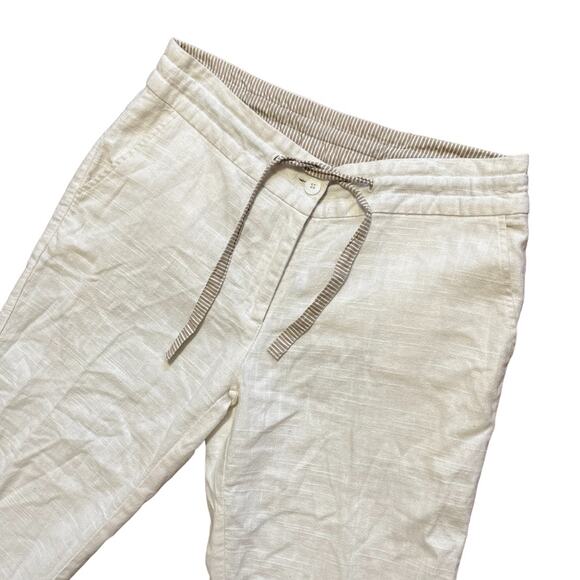 THE EARTH COLLECTION Linen Cotton Straight Leg Cropped Pants in Ivory SZ 10 - Picture 3 of 10